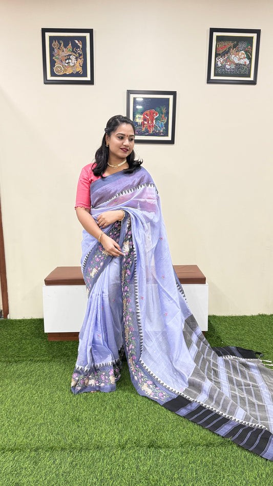 Temple Mangalgiri Pure Pattu Handloom Silk Saree with Embroidery Border