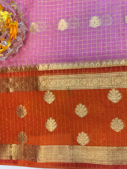 Banarasi Warm Silk Soft Saree with Zari Checks and Buti Motifs for Women