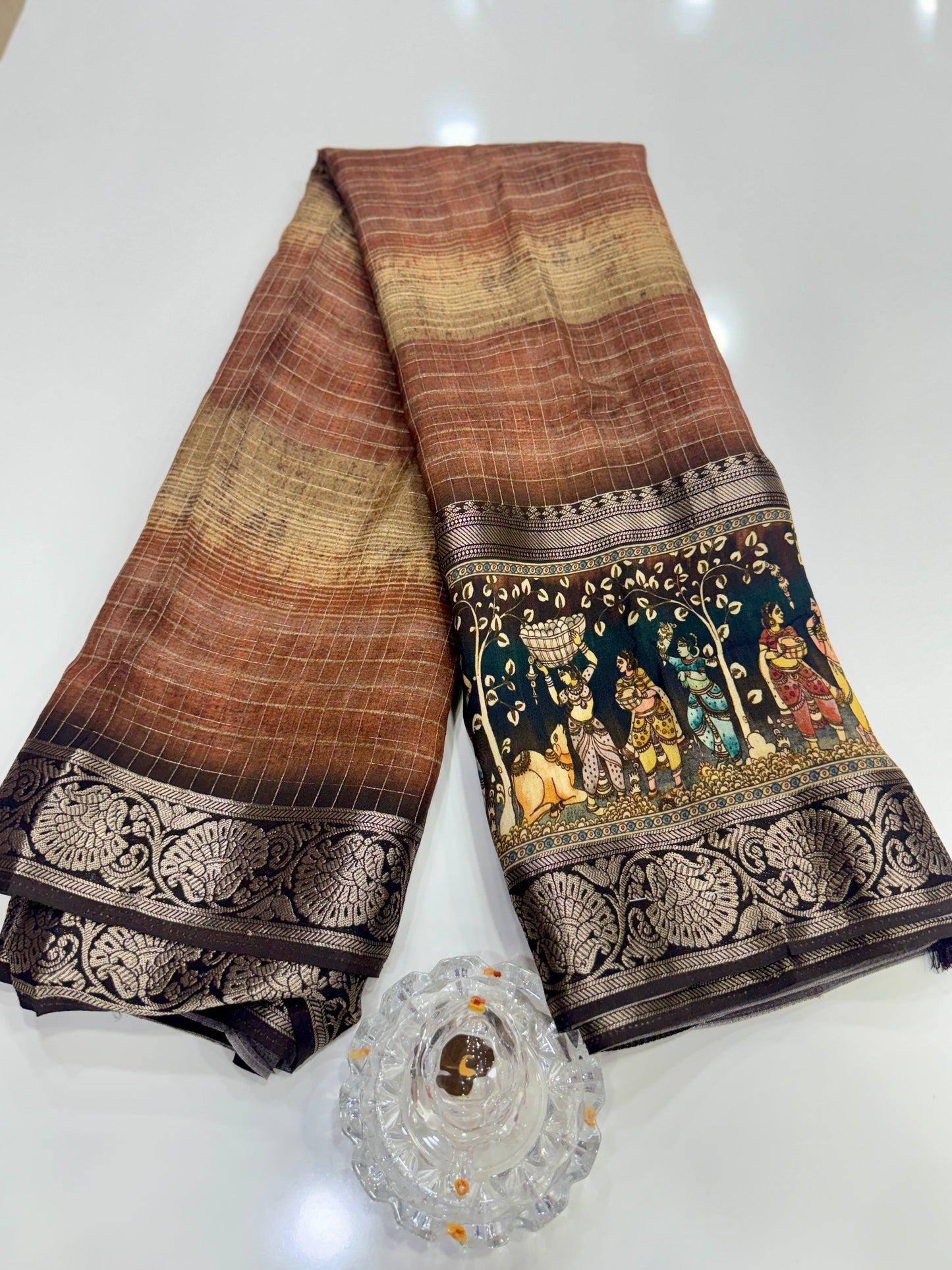 Russian Bentex Border Chittpallu Viscose Crepe Silk Saree with Zari Weaving – Festive Wear