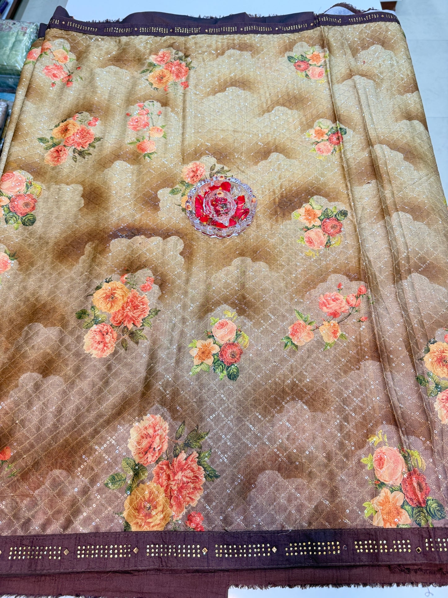 Designer Silk Saree with Embroidery Lace Work, Patchwork and Art Silk Blouse