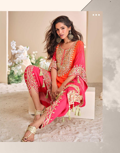 Pure Viscose Natural Crepe Silk Hand-embellished gota patti work with hand mirror work