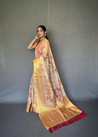 Organza Saree with Zari Weaving Border, Anokhi Jaal Design and Digital Print – Festive Wear for Women