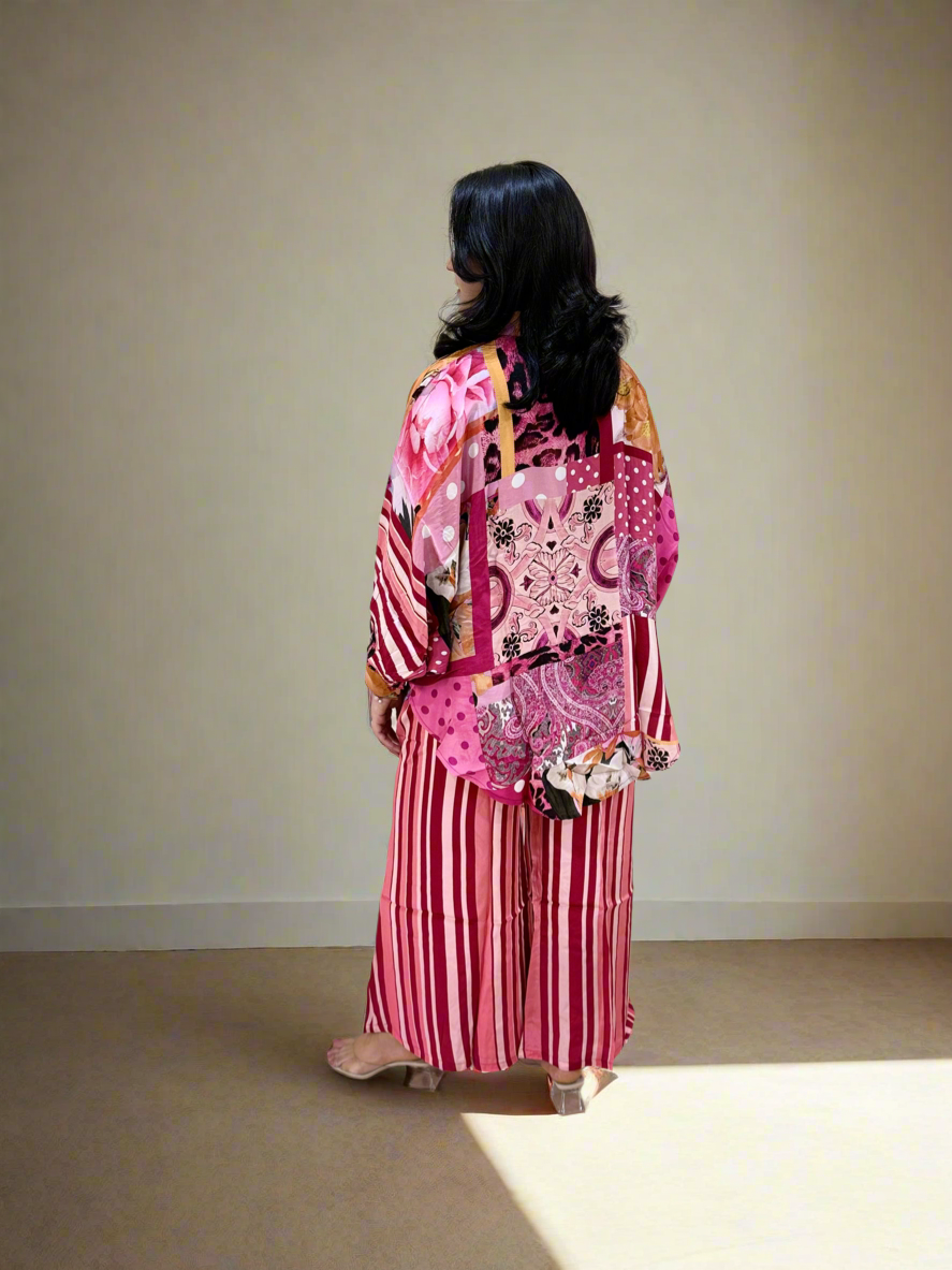 Viscose Crepe Digitally Printed Top with Matte Satin Digitally Printed Bottom – Women’s Fusion Wear Set (L to 2XL)