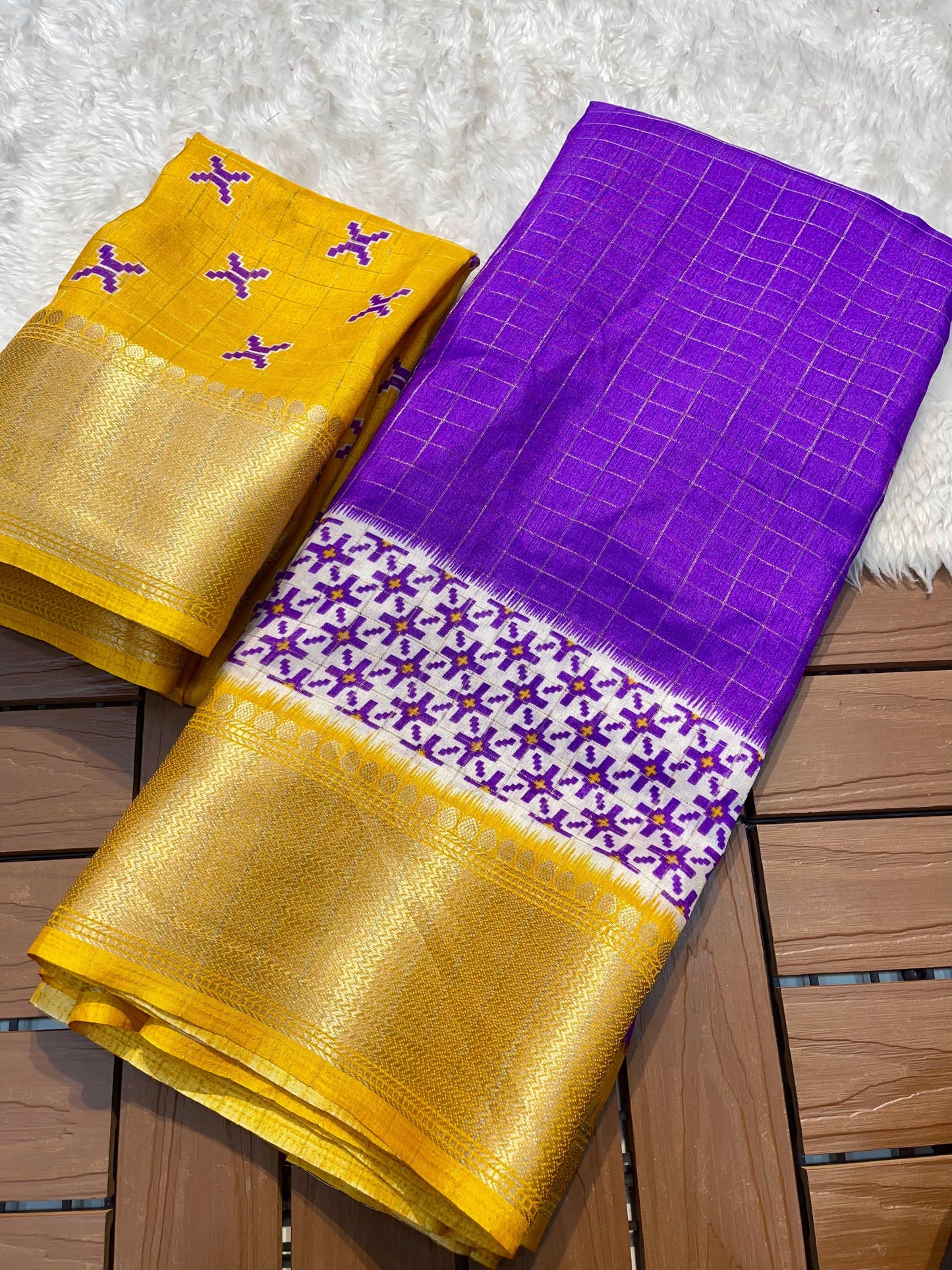 Digital Kalamkari Printed Dola Silk Saree with Gold Zari Jacquard Pattu Border – With Blouse Piece