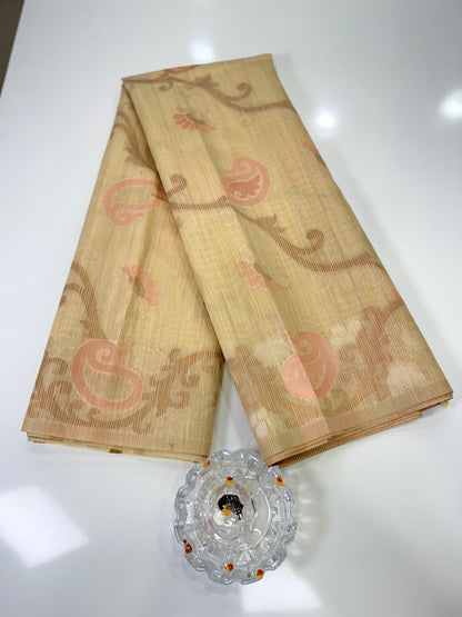 Jamdhani Cotton Saree with Zari Weave and Tassel Pallu – Pastel Festive Wear