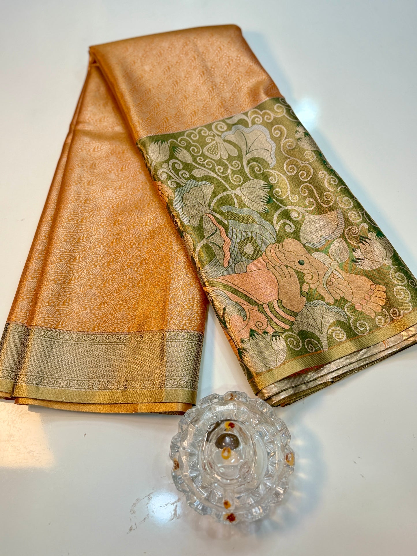 Semi Pattu Silk Saree with Zari Border and Contrast Pallu for Women