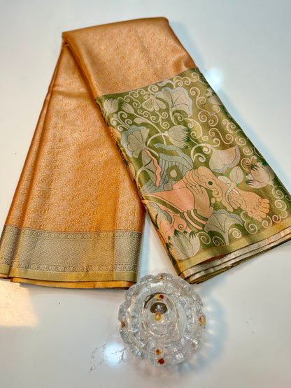 Semi Pattu Silk Saree with Zari Border and Contrast Pallu for Women