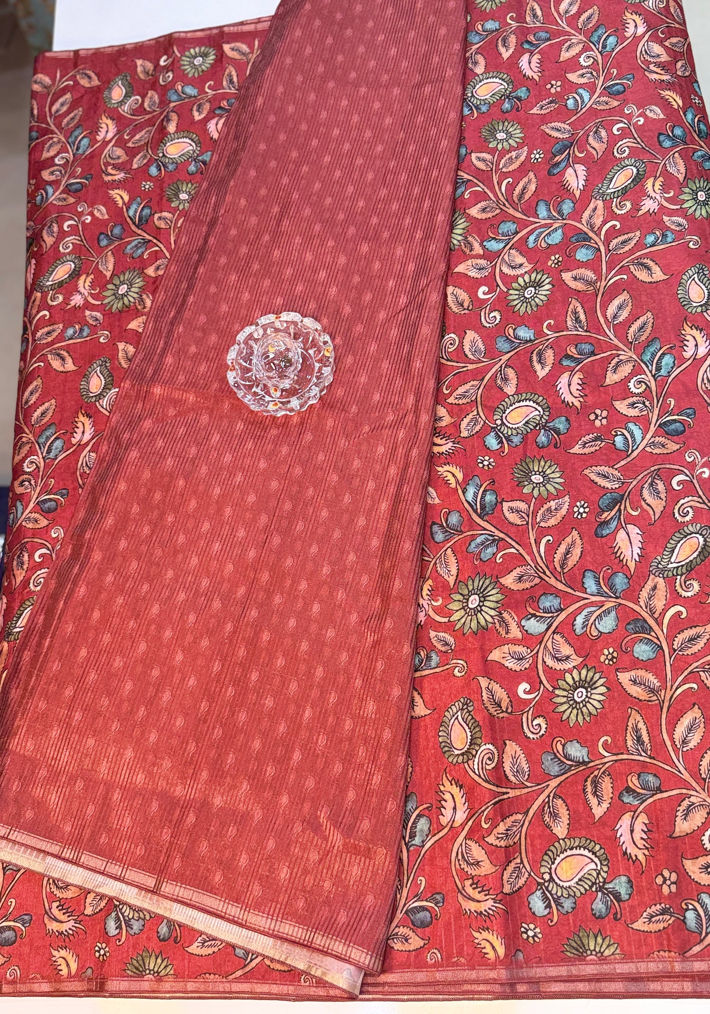 Kota Silk Printed Saree with Floral Design and Contrast Pallu for Women