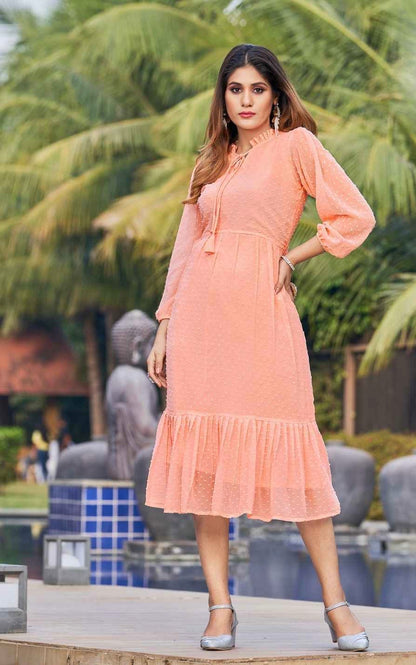 Bubble Georgette Tunic for Women with Inner Lining and Side Pocket