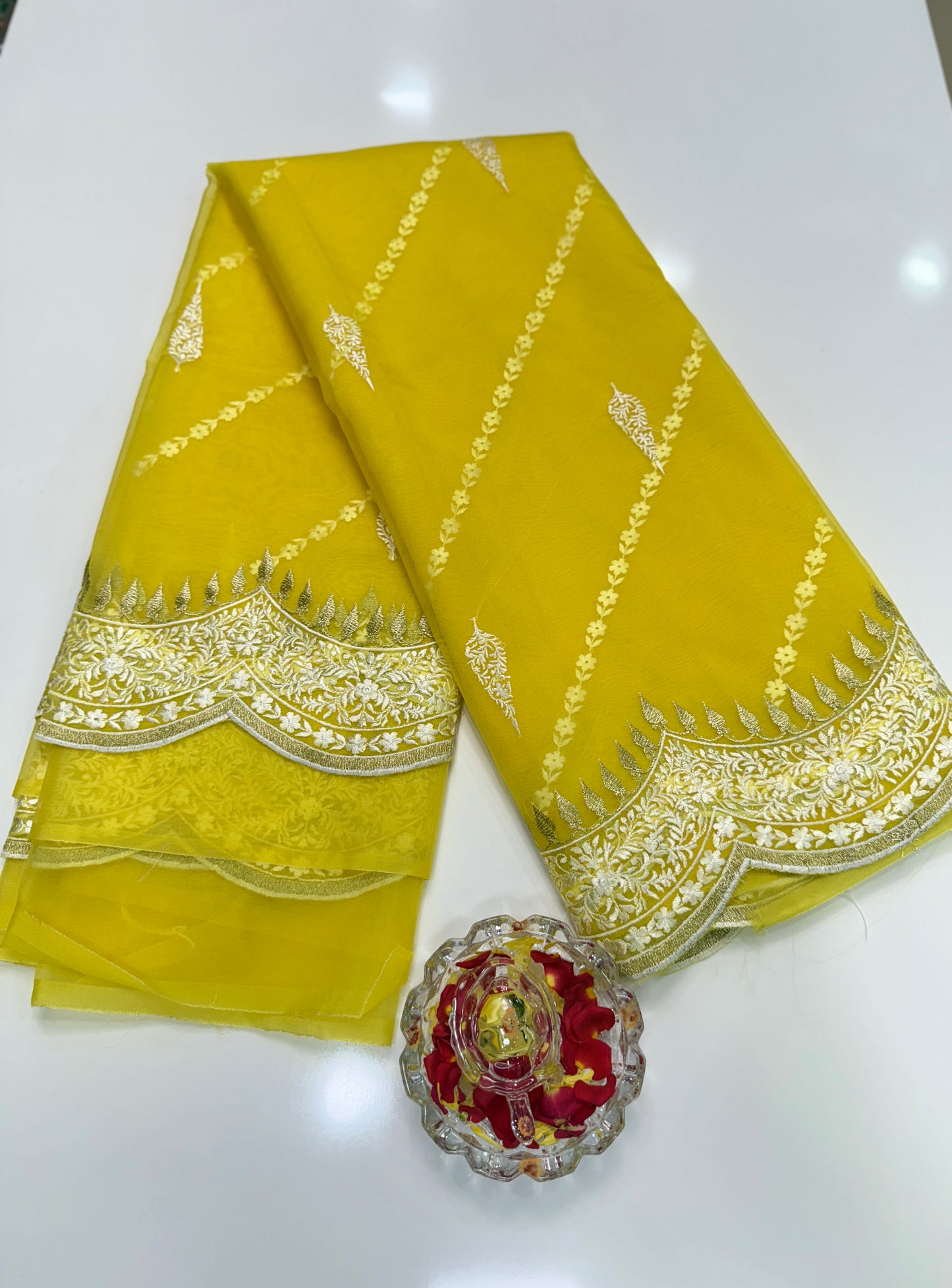 Banarasi Semi Organza Soft Saree with Embroidery Border and Blouse Design – Festive Wear