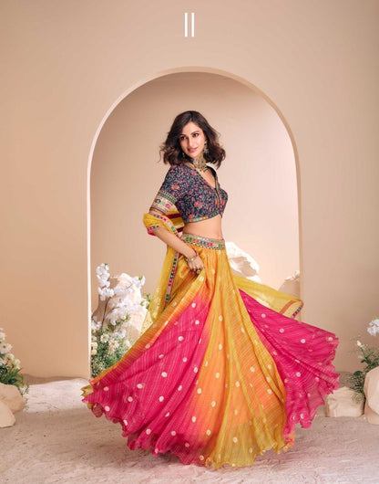 Viscose Jacquard Silk Embroidered Lehenga Choli with Dupatta for Women – Free Size Stitched