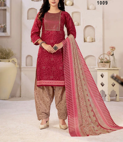 Muska Cotton Embroidered Kurta Patiala Suit Set with Malmal Dupatta for Women