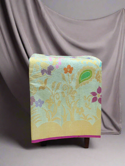 Handloom Kalamkari Pure Silk Saree with 2 Gram gold Zari Border – Women’s Wedding & Festive Wear