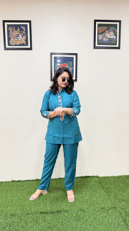 Women's Viscose Latex Co-ord Set in Trendy Solid Design – Sizes XL to 3XL