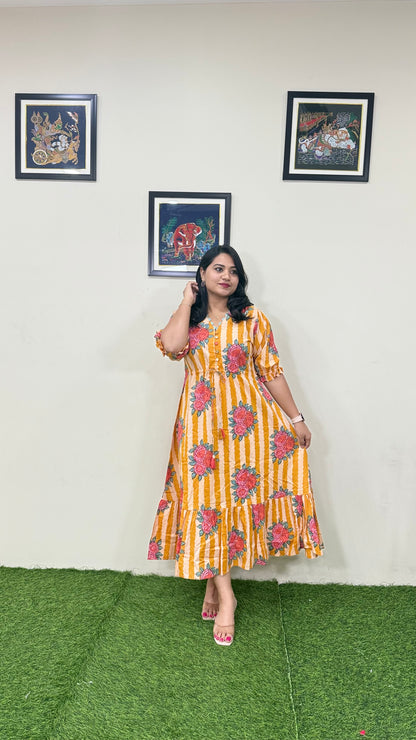 Premium Cotton Tunnel Tunic Midi Dress with Lace Detailing – Women’s Ethnic-Fusion Wear (Sizes 38 to 44)