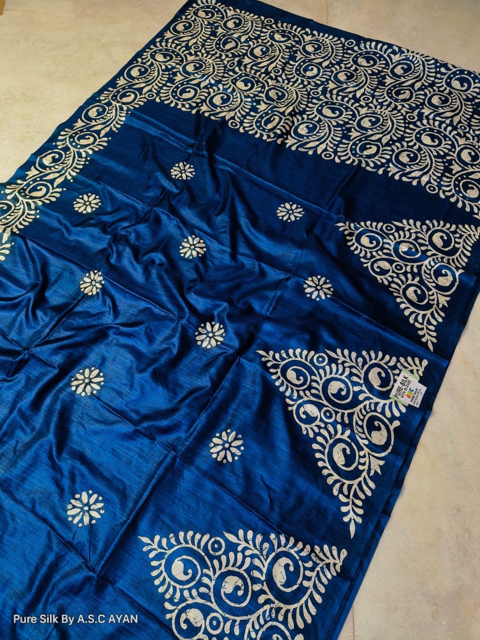 Alpana Print Pure Silk Saree with Printed Blouse Piece – Festive & Wedding Wear for Women