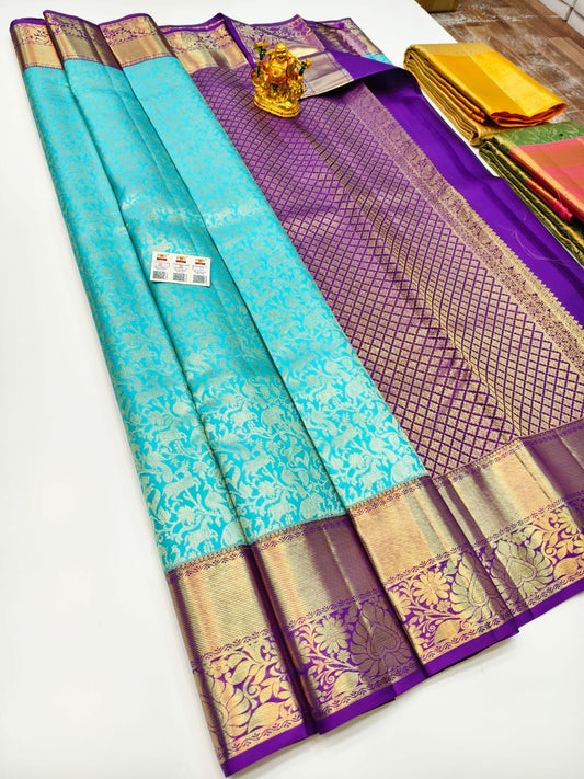 Pure Kanchipuram Wedding Silk Saree for Women – Handwoven with Zari Work, Bridal Special