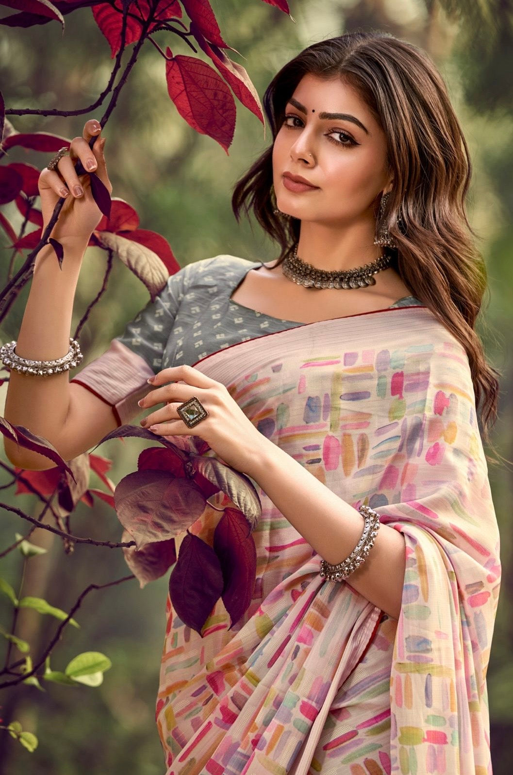 Women’s Pure Viscose Georgette Saree with Fancy Designer Blouse