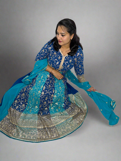 Real Georgette Free Size Embroidered Dress with Embroidered Dupatta – Festive Ethnic Set for Women