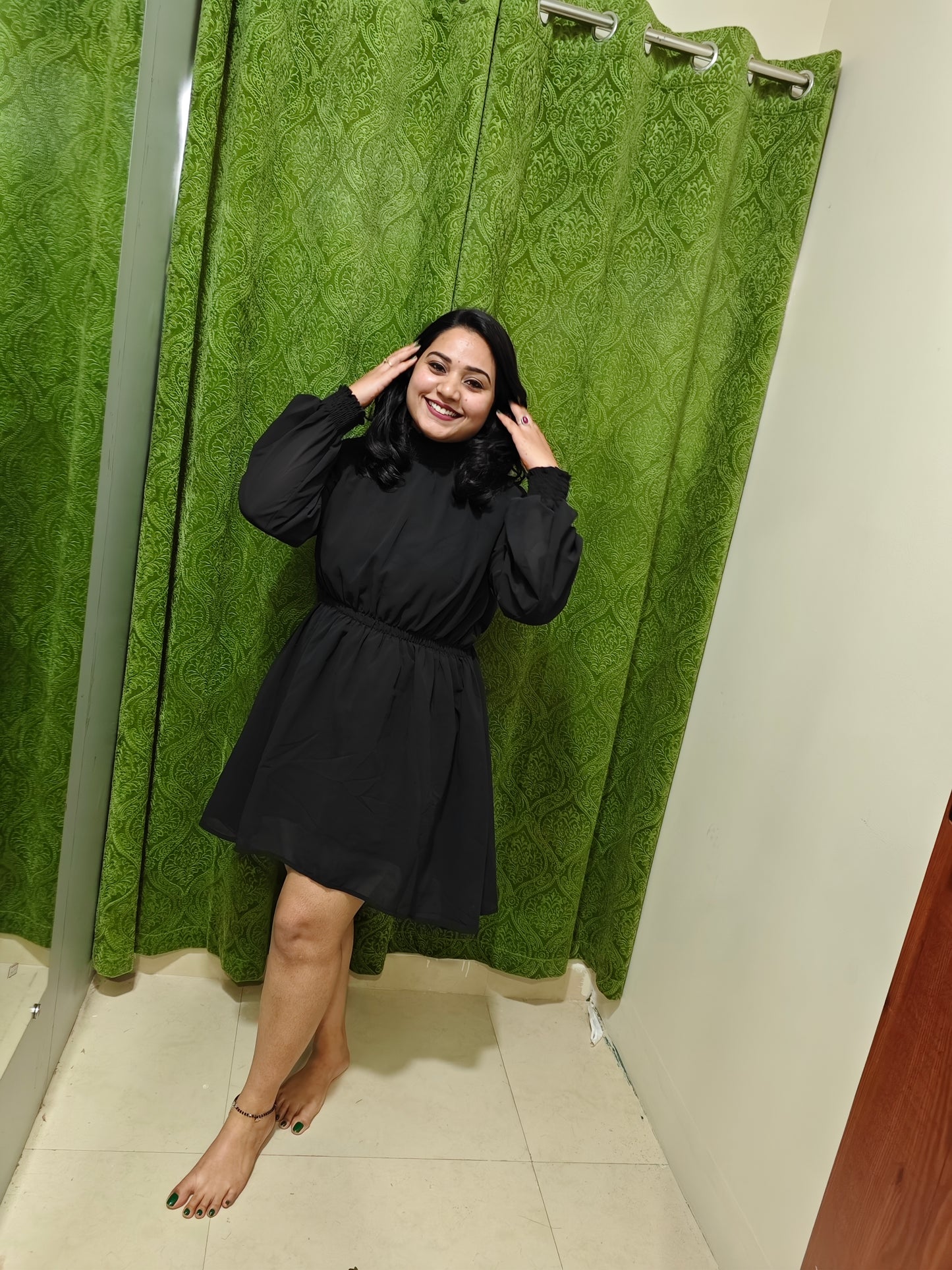 Premium Fox Georgette Suit with Designer Smoke Work on Neck and Sleeves – Women’s Stitched Outfit