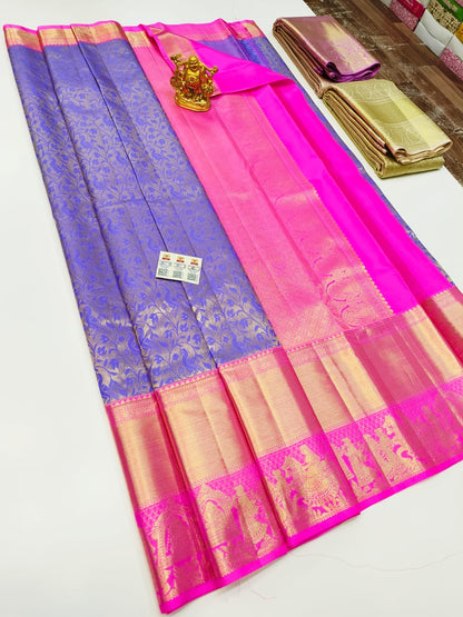 Pure Kanchipuram Wedding Silk Saree for Women – Handwoven with Zari Work, Bridal Special