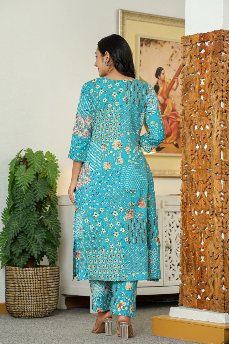 Premium Cotton Kurta Pant Set for Women with Elegant Detailing Work