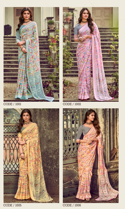 Women’s Pure Viscose Georgette Saree with Fancy Designer Blouse