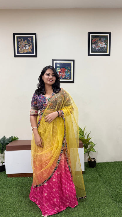 Viscose Jacquard Silk Embroidered Lehenga Choli with Dupatta for Women – Free Size Stitched