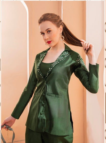 Indo-western dress for women in viscose nylon with heavy handwork – stylish ethnic fusion wear in L and XL