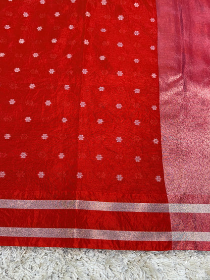 Banarasi Dyeable Soft Silk Saree with Zari Booti Weaving for Women – Festive Wear