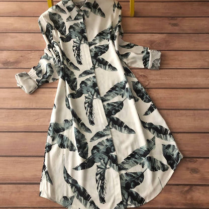 Reyon Digital Print Collared Top with Three-Quarter Sleeves – Women’s M to XXL