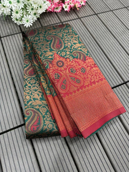 Triple Weaving Zari Tissue Silk Saree