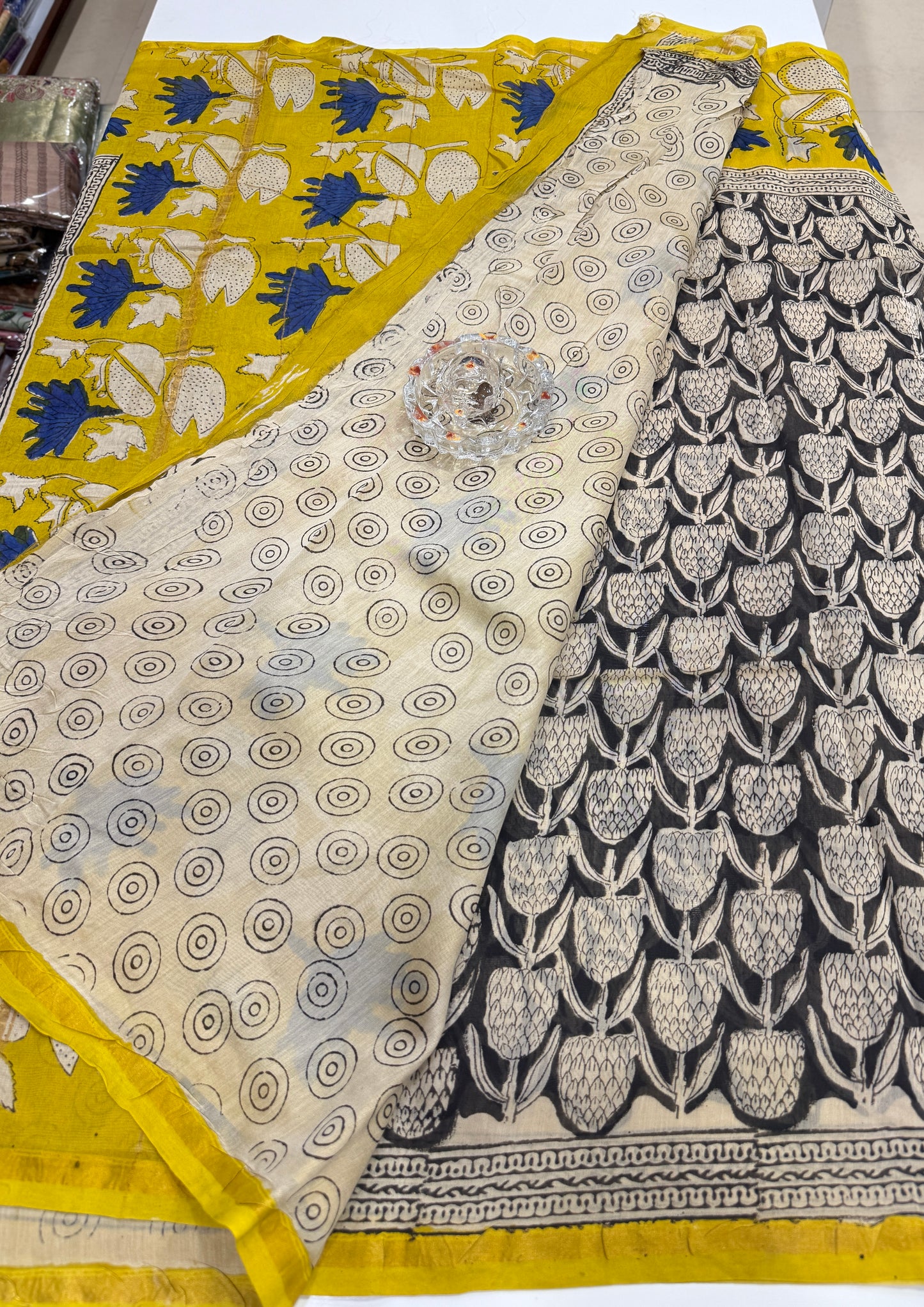 Pure Chanderi Silk Saree with Intricate Handblock Print and Blouse Piece – Traditional Wear for Women