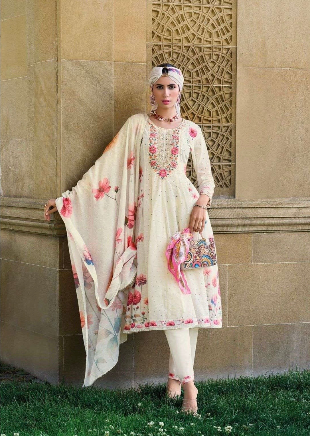 Pure Cotton Anarkali Kurti Pant Set with Digital Print Dupatta – Pakistani Style Women’s Ethnic Wear