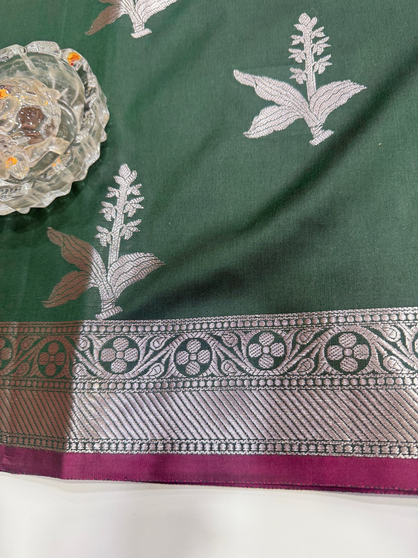 Women’s Banarasi semi mashru katan silk saree with zari boota weaving, rich pallu and brocade blouse