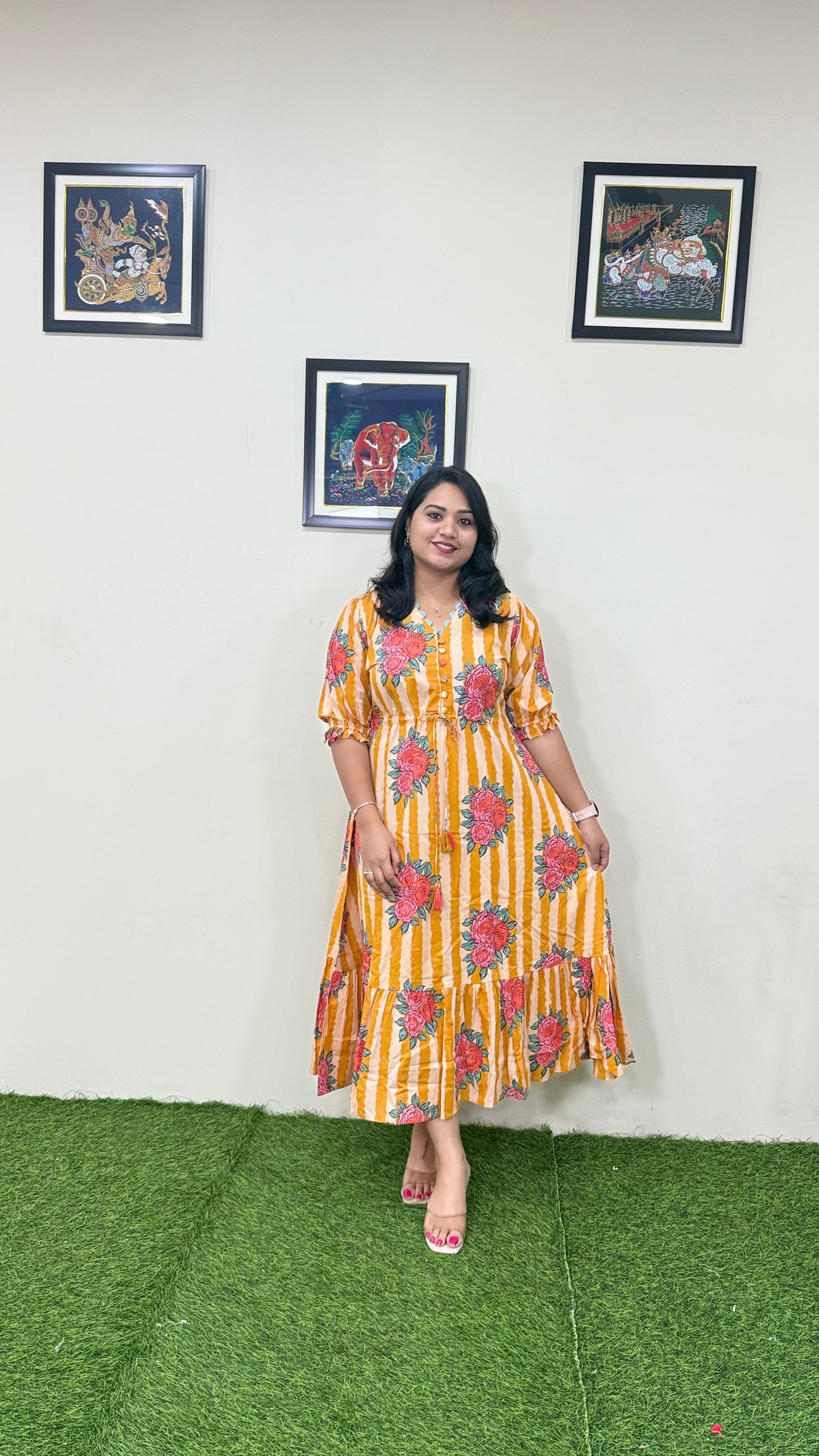 Premium Cotton Tunnel Tunic Midi Dress with Lace Detailing – Women’s Ethnic-Fusion Wear (Sizes 38 to 44)