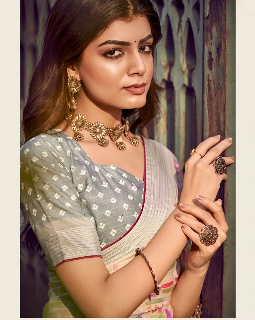 Women’s Pure Viscose Georgette Saree with Fancy Designer Blouse