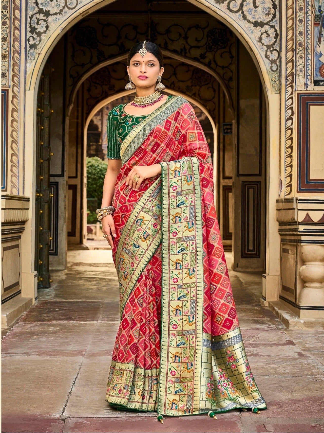 premium designer saree with traditional weaving and embroidered blouse – ethnic festive wear for women
