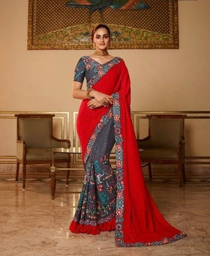 Premium Silk and Fancy Fabric Saree with Intricate Work – Festive and Occasion Wear Saree for Women