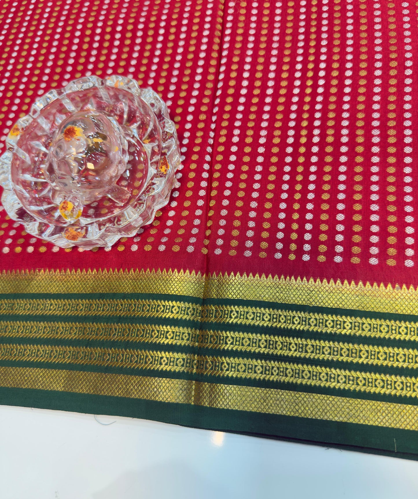 Pure Crepe Mysore Silk Saree for Women – 120 Gram, Zari Lines Design, Silk Mark Certified with Blouse Piece