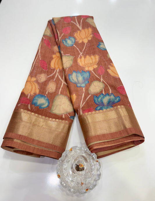 Tussar Art silk saree with handloom weaving and floral pattern for women
