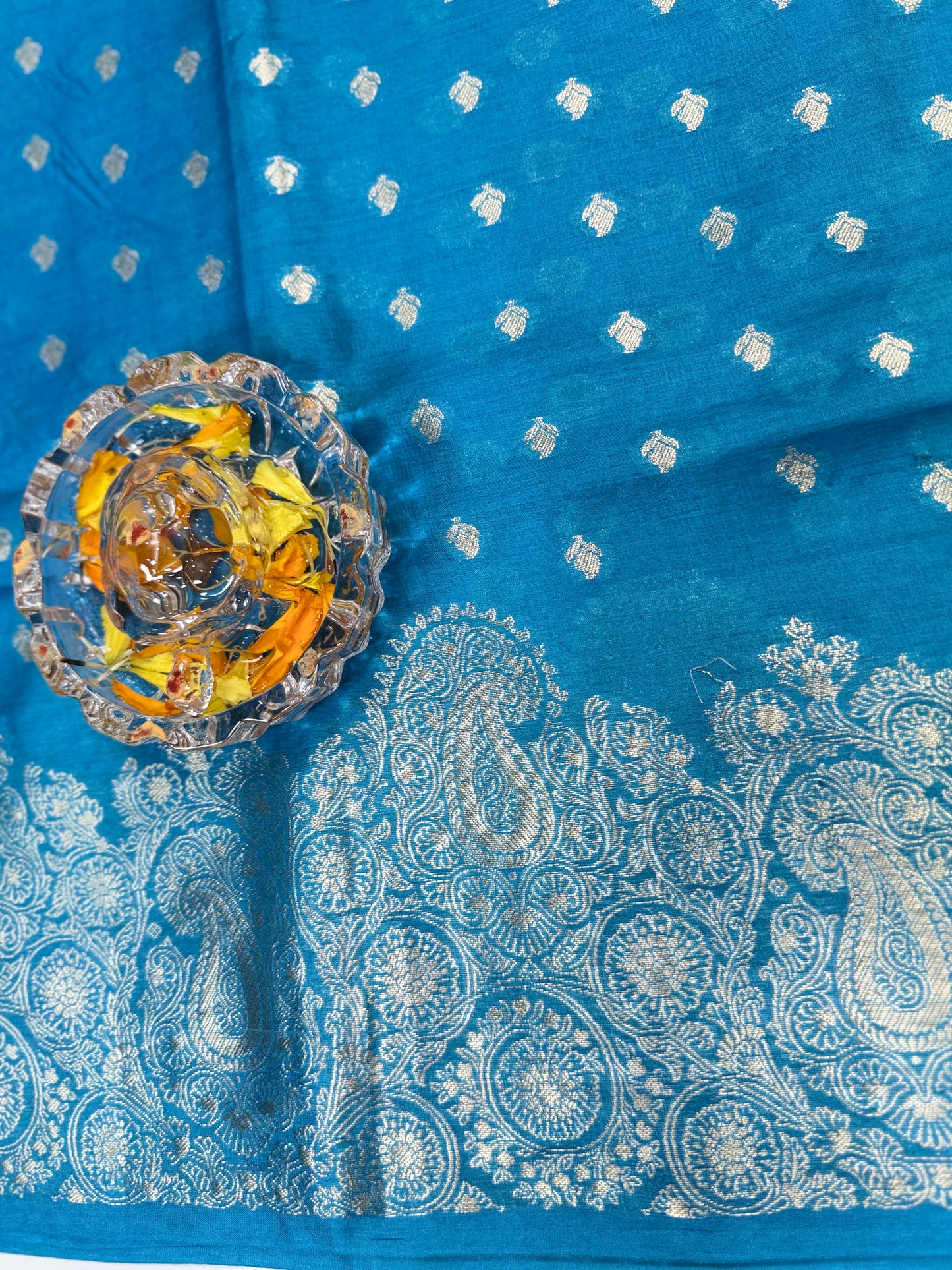 Pure Tussar Silk Jamdani Saree with Multicolor Zari Buta and Rich Pallu – Silk Mark Certified