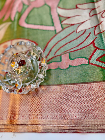 Semi Pattu Silk Saree with Zari Border and Contrast Pallu for Women