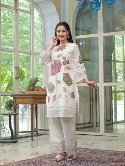 Linen-Cotton Co-Ord Set with Tailored Top and Bottom – Casual and Workwear Ethnic Set for Women (M to 3XL)