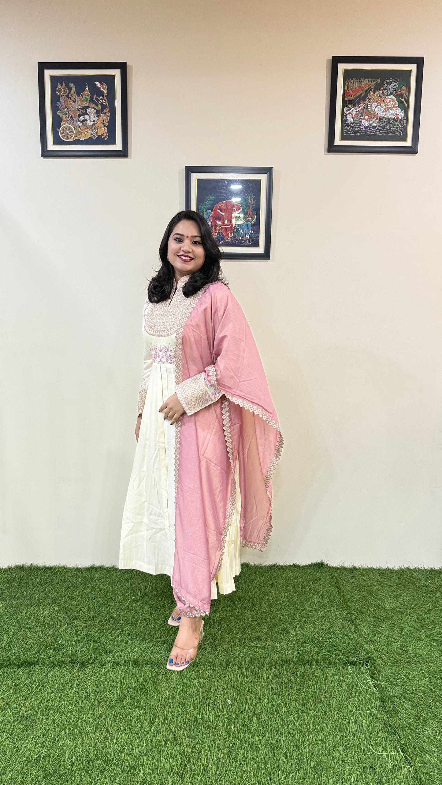 Pure Real Silk Ethnic 3-Piece Set with Embroidered Tissue or Organza Dupatta – Free Size Stitched