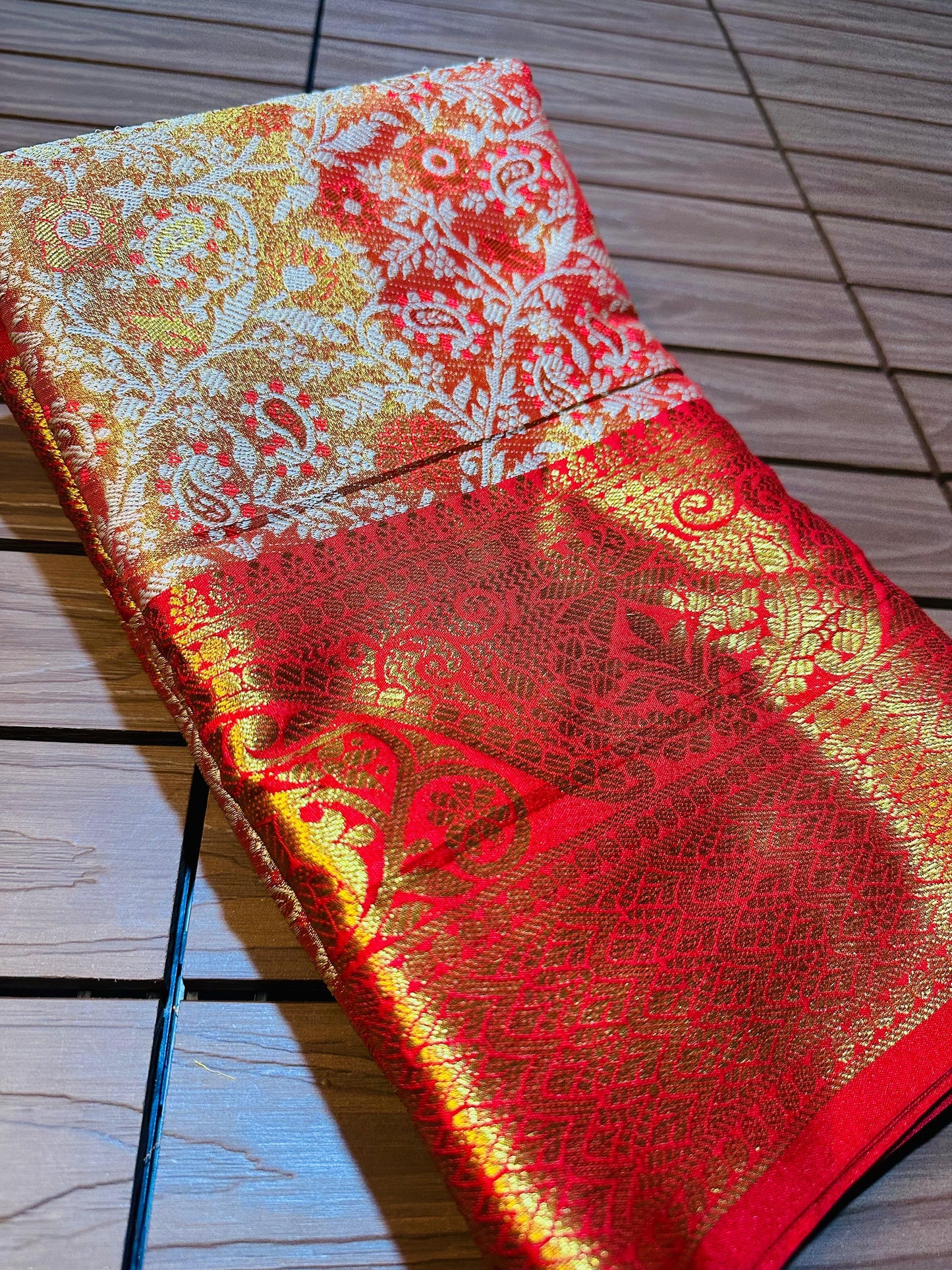 Kanjivaram Silk Saree with Mina Weaving, Nylon Zari Border, Rich Pallu and Blouse Piece