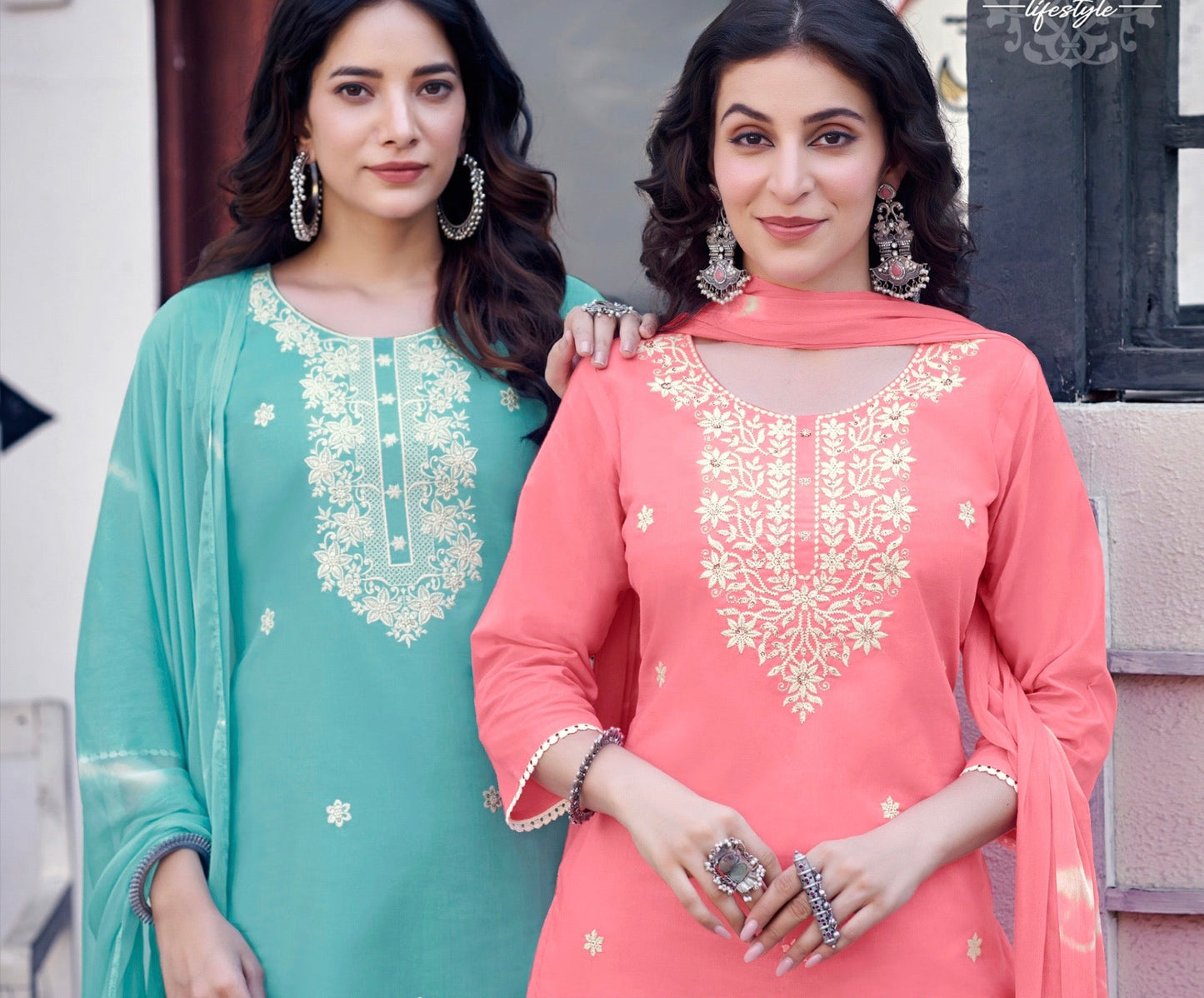 Pure Cotton Kurti Pant Set with Dupatta & Embroidery Work – Sizes L to 3XL