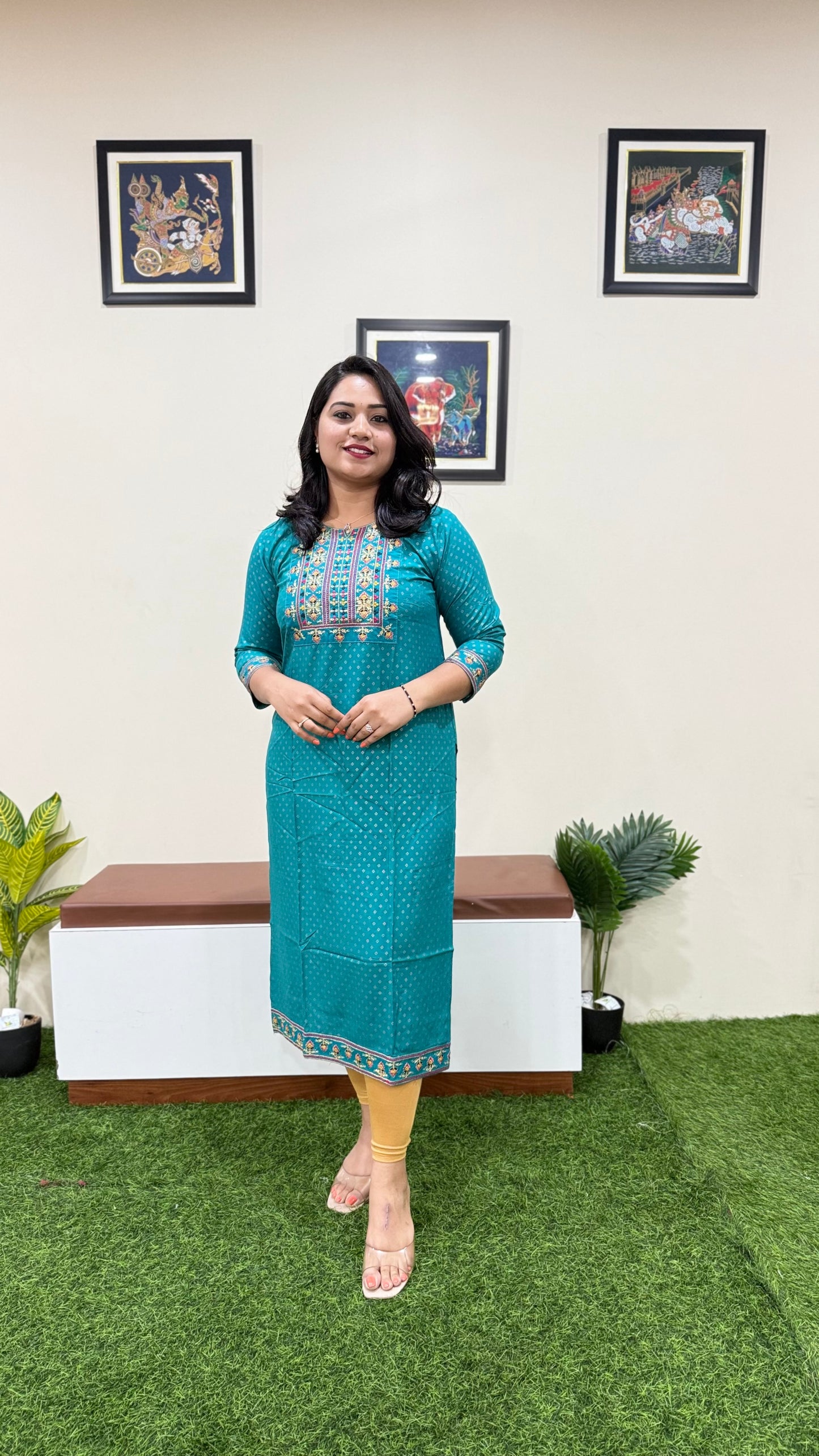 Solid Rayon Kurti Collection for Women with Zari and Thread Embroidery – M to 4XL