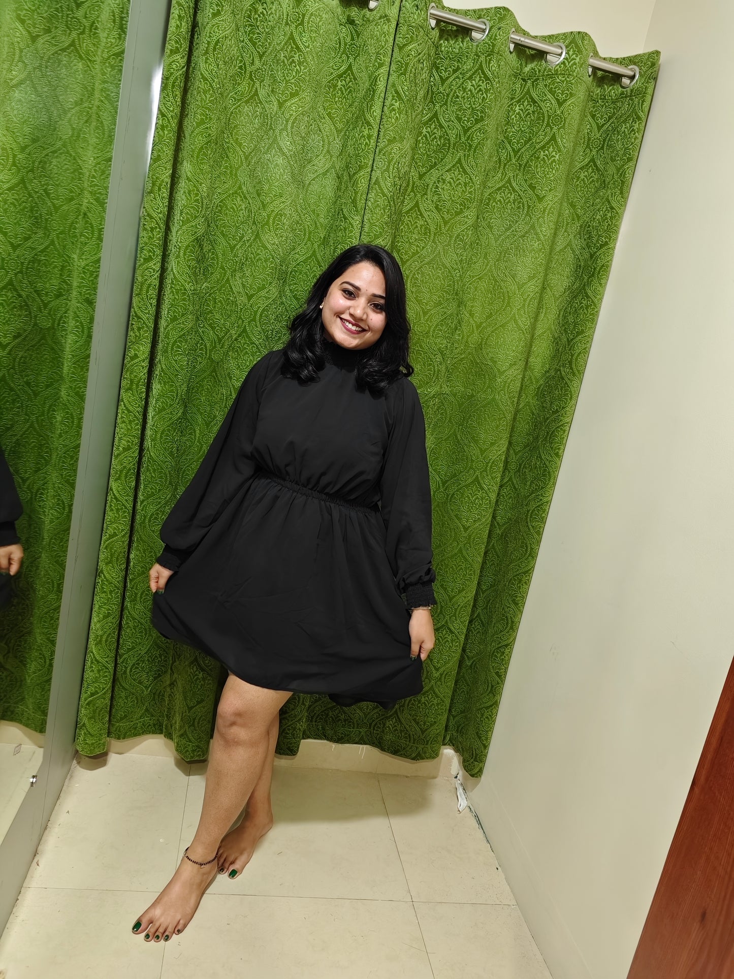 Premium Fox Georgette Suit with Designer Smoke Work on Neck and Sleeves – Women’s Stitched Outfit