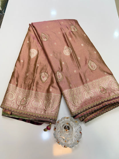 Premium Viscose Silk Saree with Heavy Embroidered Designer Blouse – Wedding and Bridal Wear